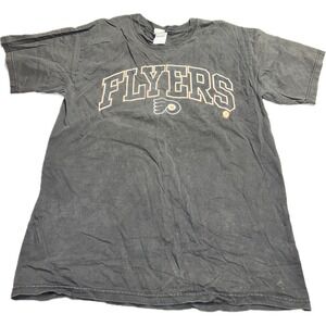 Vintage Philadelphia Flyers Black Spell Out T-Shirt Men's L Hockey NHL Tee